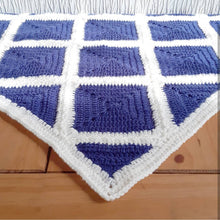 Load image into Gallery viewer, Blue and cream granny square crochet baby/lap blanket
