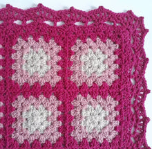 Load image into Gallery viewer, Bright pink granny square crochet baby/lap blanket
