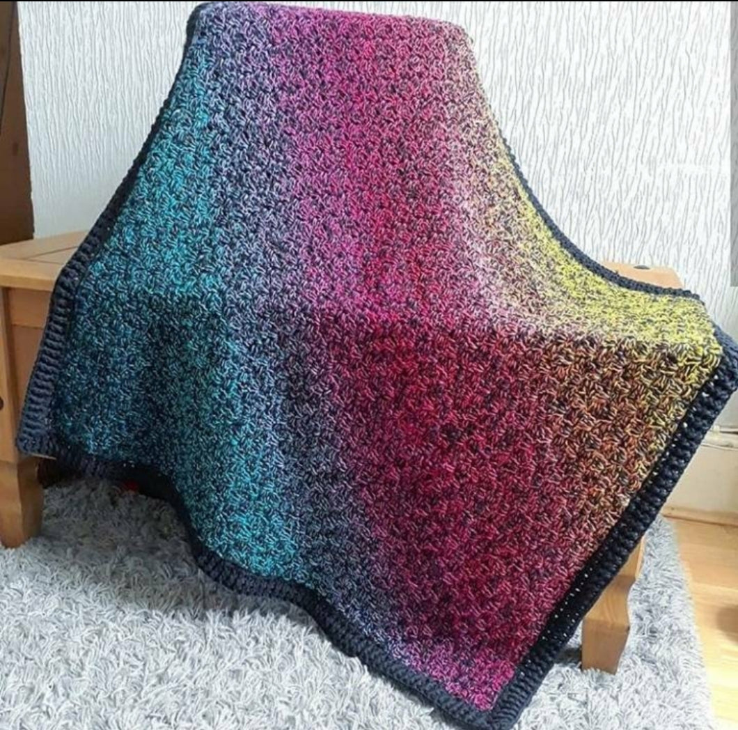 Rainbow and black crochet baby/lap blanket