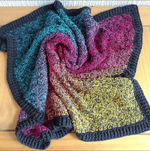 Load image into Gallery viewer, Rainbow and black crochet baby/lap blanket
