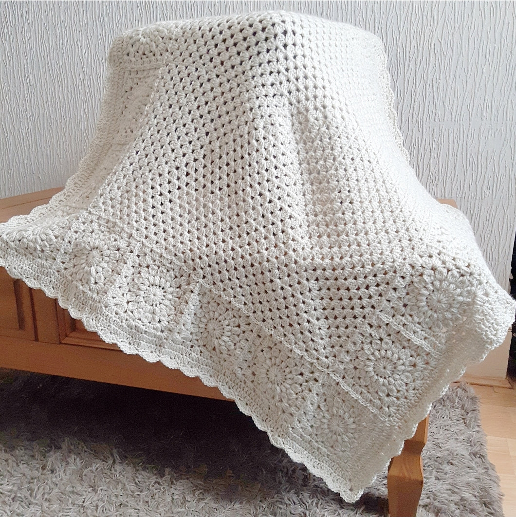 Beautiful beige colour baby/lap blanket. Gorgeous keepsake item.